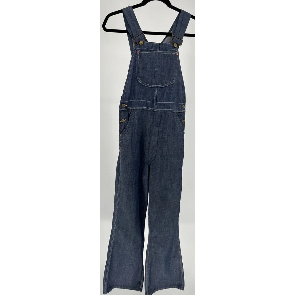 Vintage Union Made Womens Denim Overalls‎ Bib Blue Wash Straight Leg Sz Small